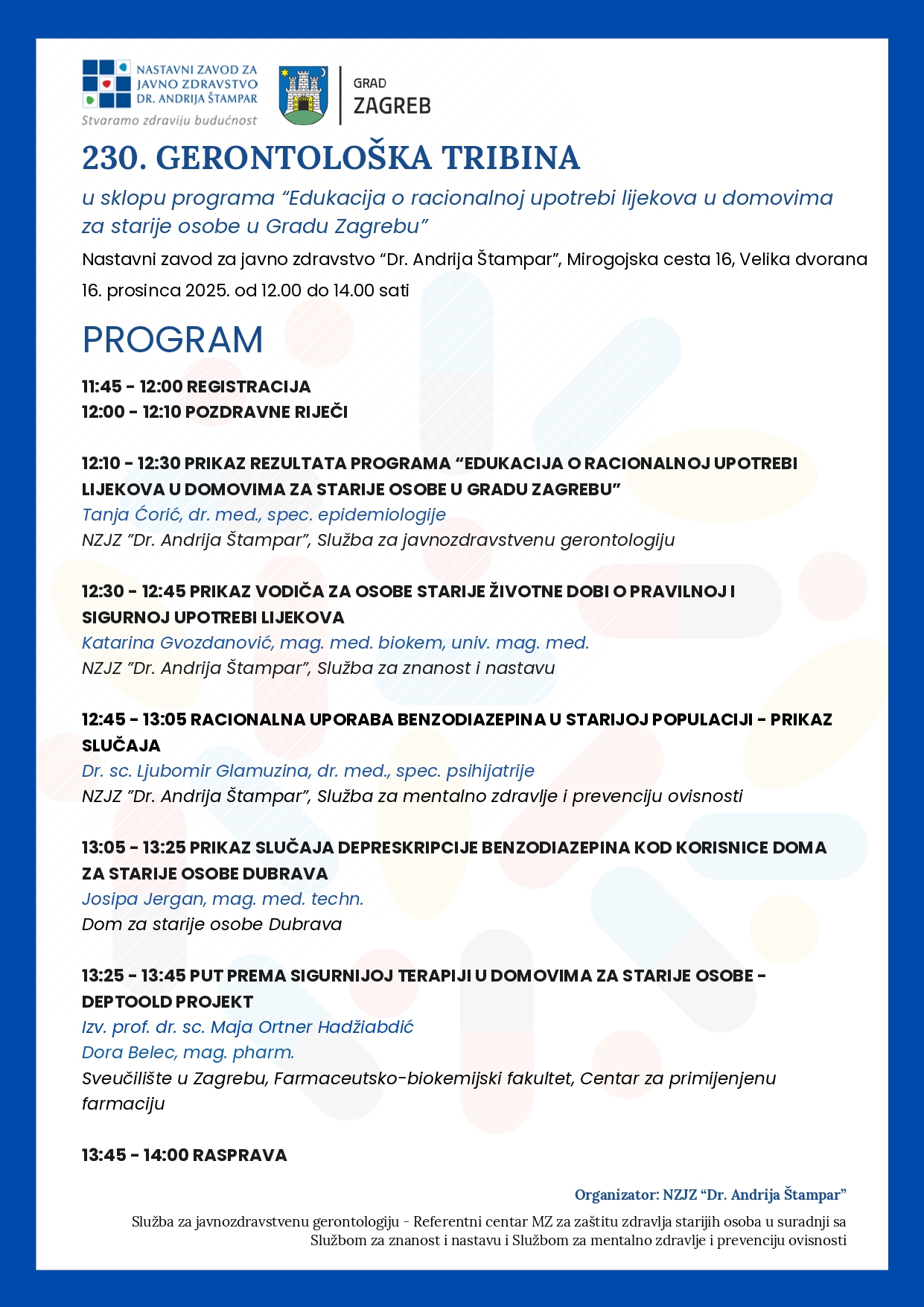 Gerontološka tribina: Racionalna upotreba lijekova i polifarmacija u domovima za starije
